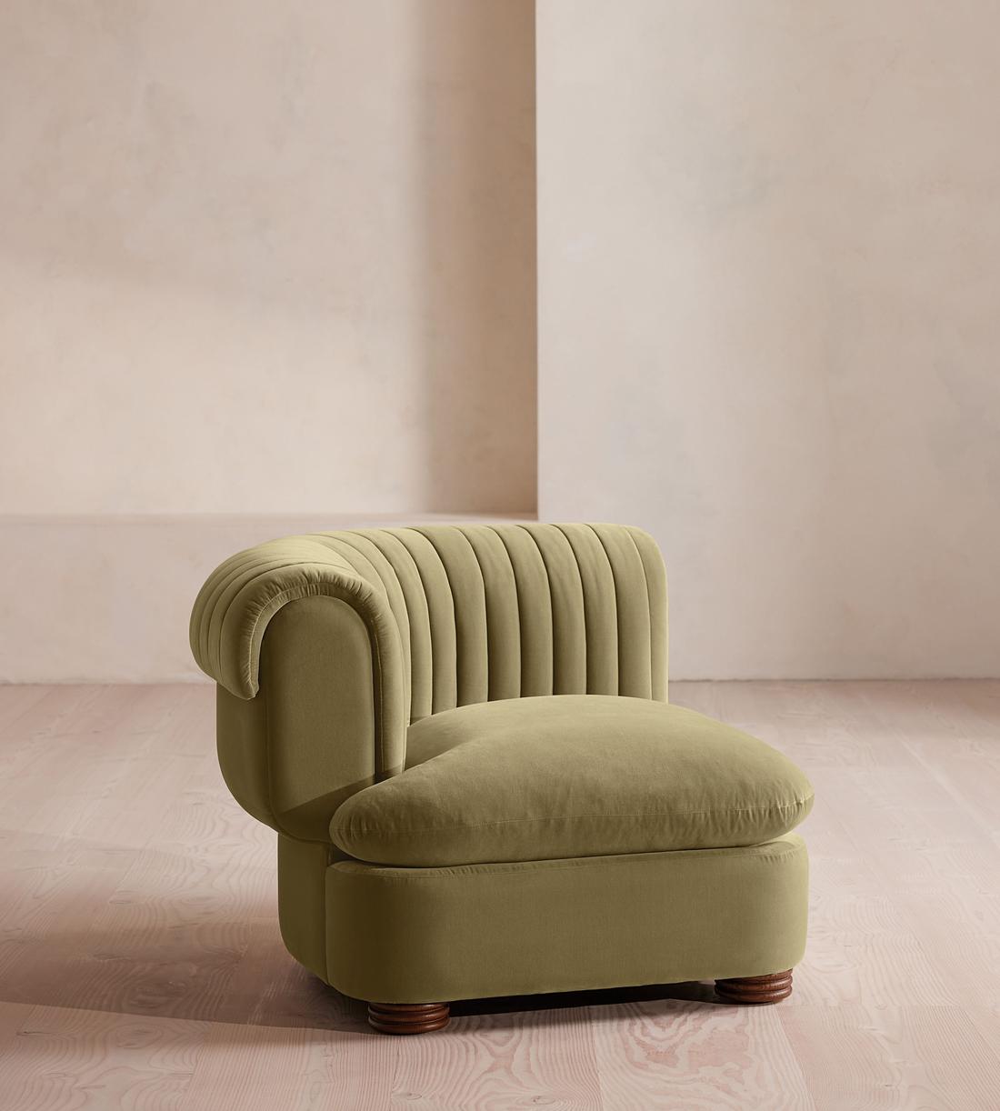 Rava Modular Sofa - Left Arm Module - Velvet - Lichen - Image 2