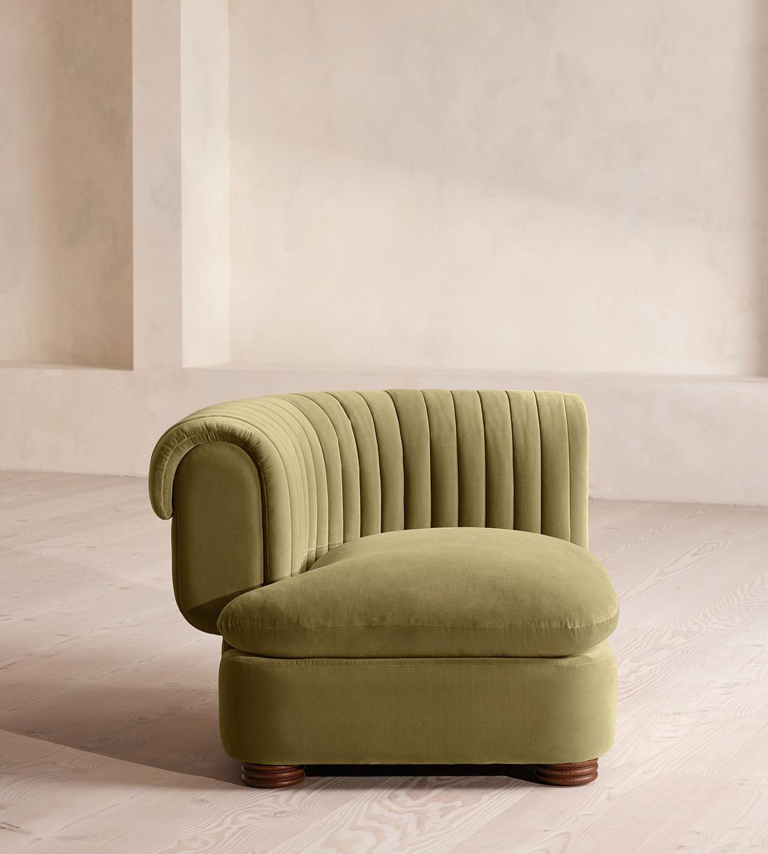 Rava Sectional Sofa - Left Arm Module - Velvet - Lichen - US - Image 1