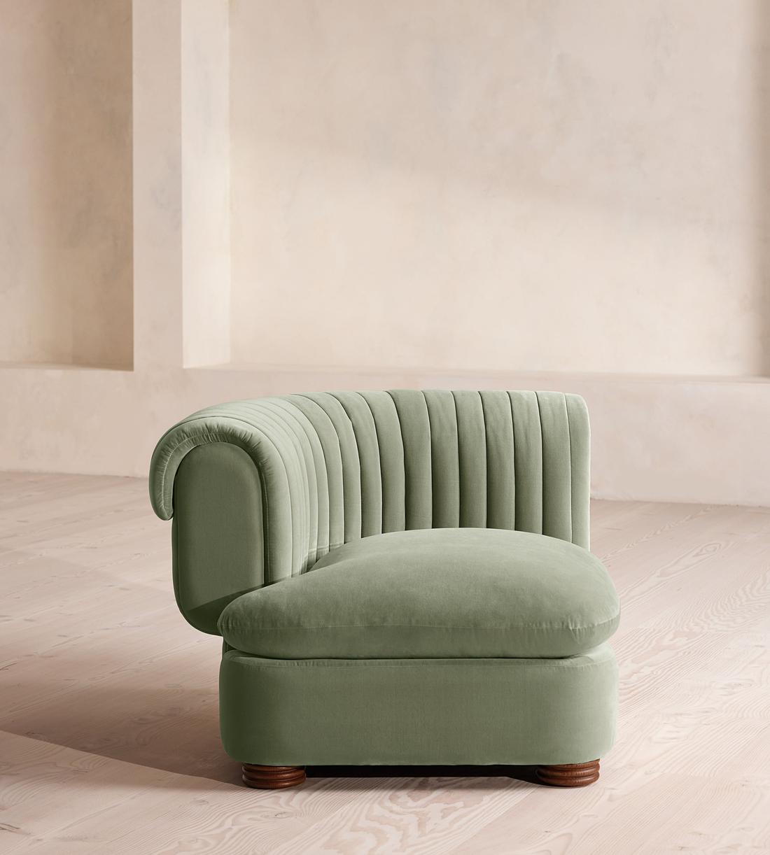 Rava Ottoman - Velvet - Seafoam - US - Image 1