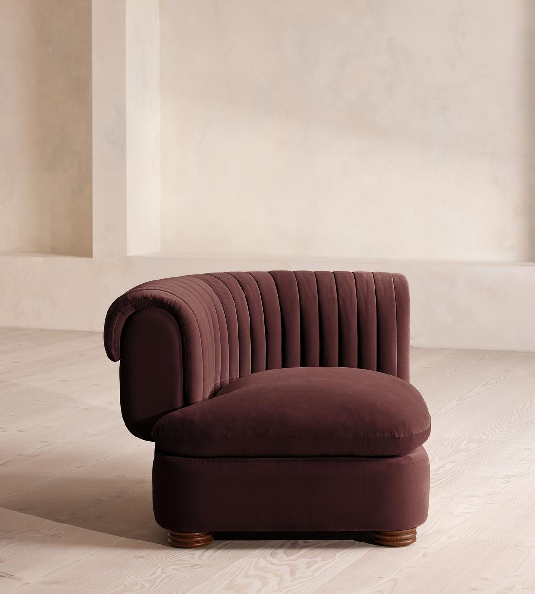 Rava Modular Sofa - Corner Module - Velvet - Aubergine - UK - Image 1