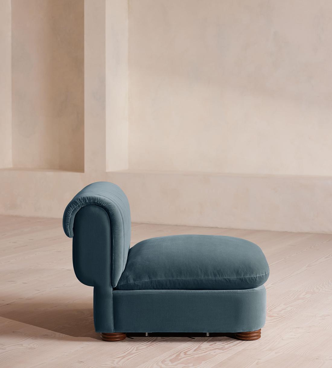 Rava Modular Sofa - Left Arm Module - Velvet - Grey Blue - Image 8