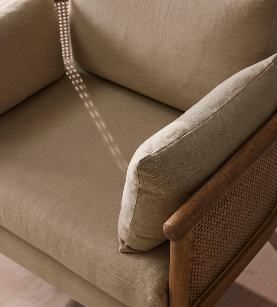 Sydney Cane Armchair - Washed Linen Flax - Images - Image 6