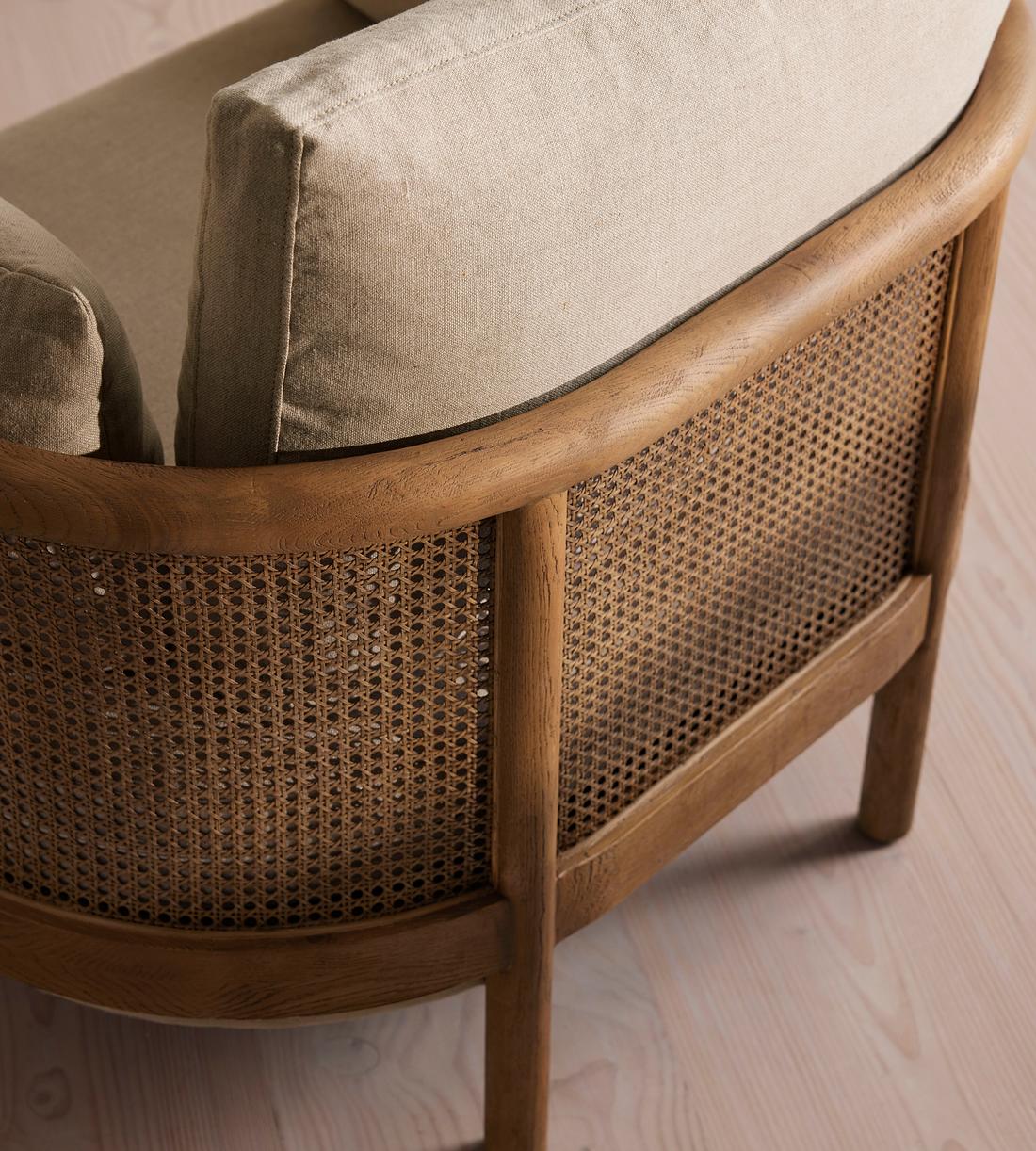 Sydney Cane Armchair - Washed Linen Flax - Images - Image 6