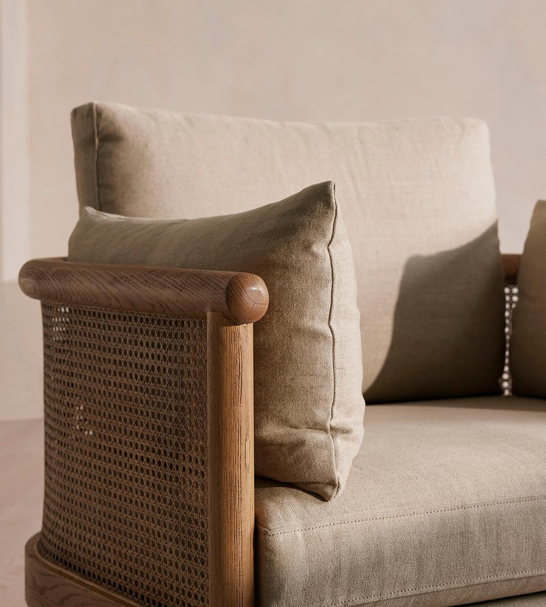 Sydney Cane Armchair - Washed Linen Flax - Images - Image 7