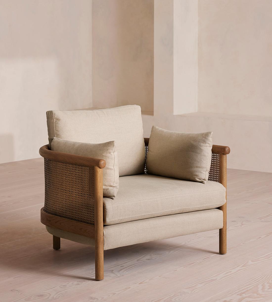 Sydney Cane Armchair - Washed Linen Flax - Listing - Image 2