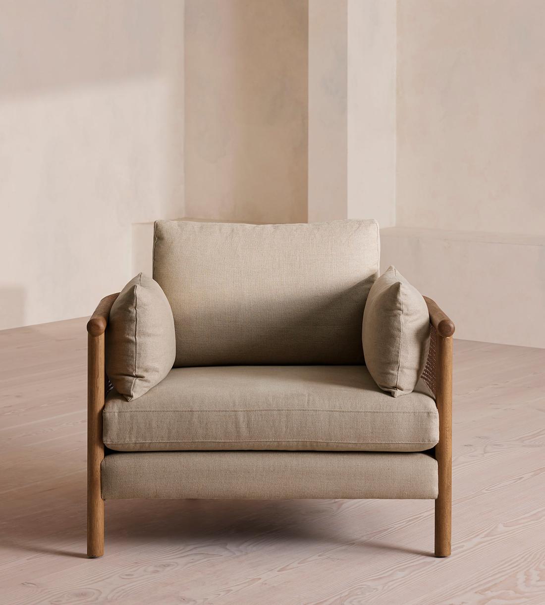 Sydney Cane Armchair - Washed Linen Flax - Listing - Image 3