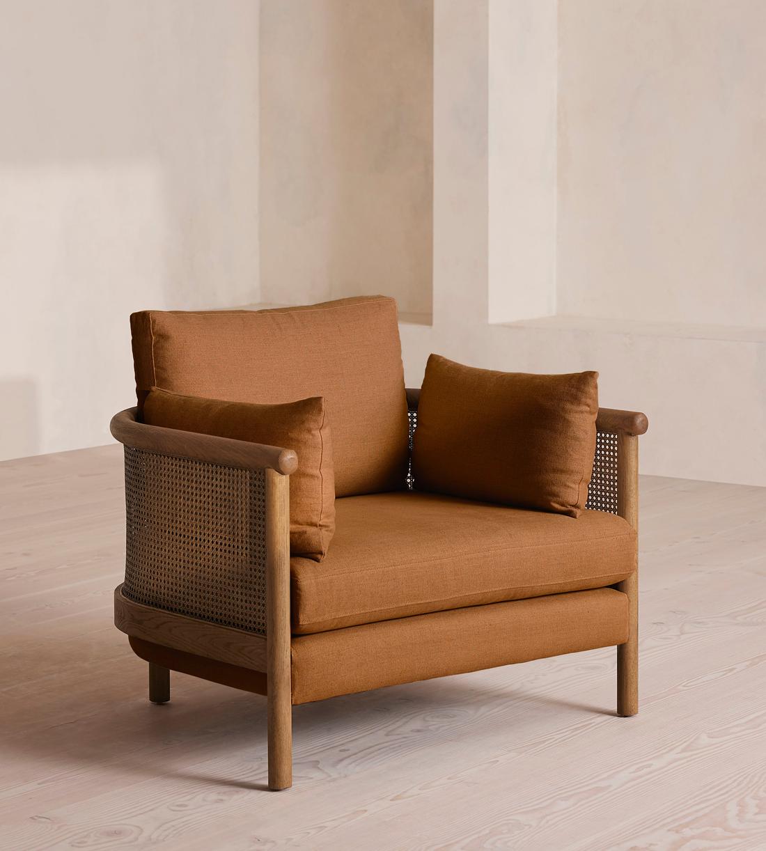 Sydney Armchair - Linen - Terracotta - UK - Listing - Image 1