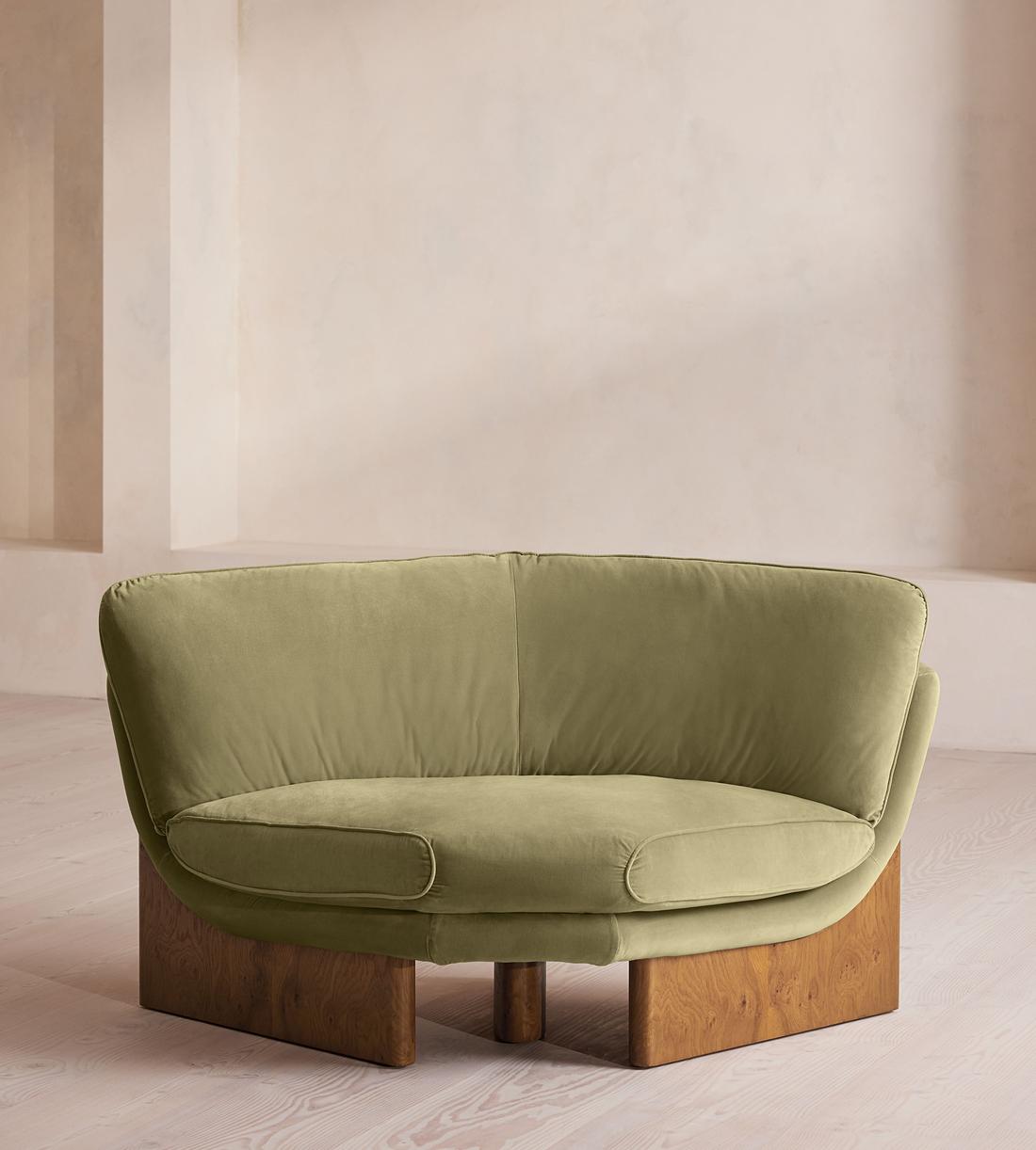 Tellis Corner Chair - Velvet - Lichen - UK - Listing - Image 1