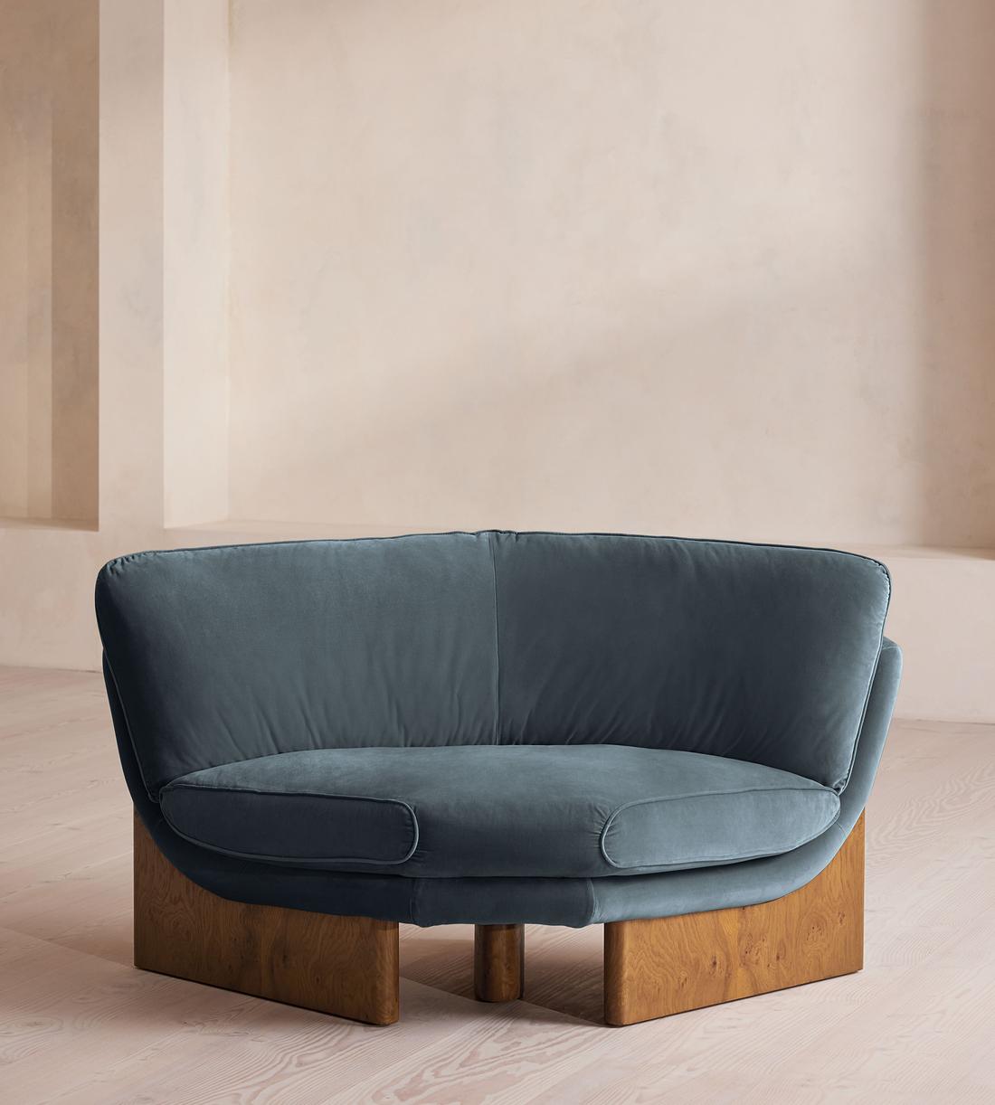 Tellis Corner Chair - Velvet - Grey Blue - US - Listing - Image 1