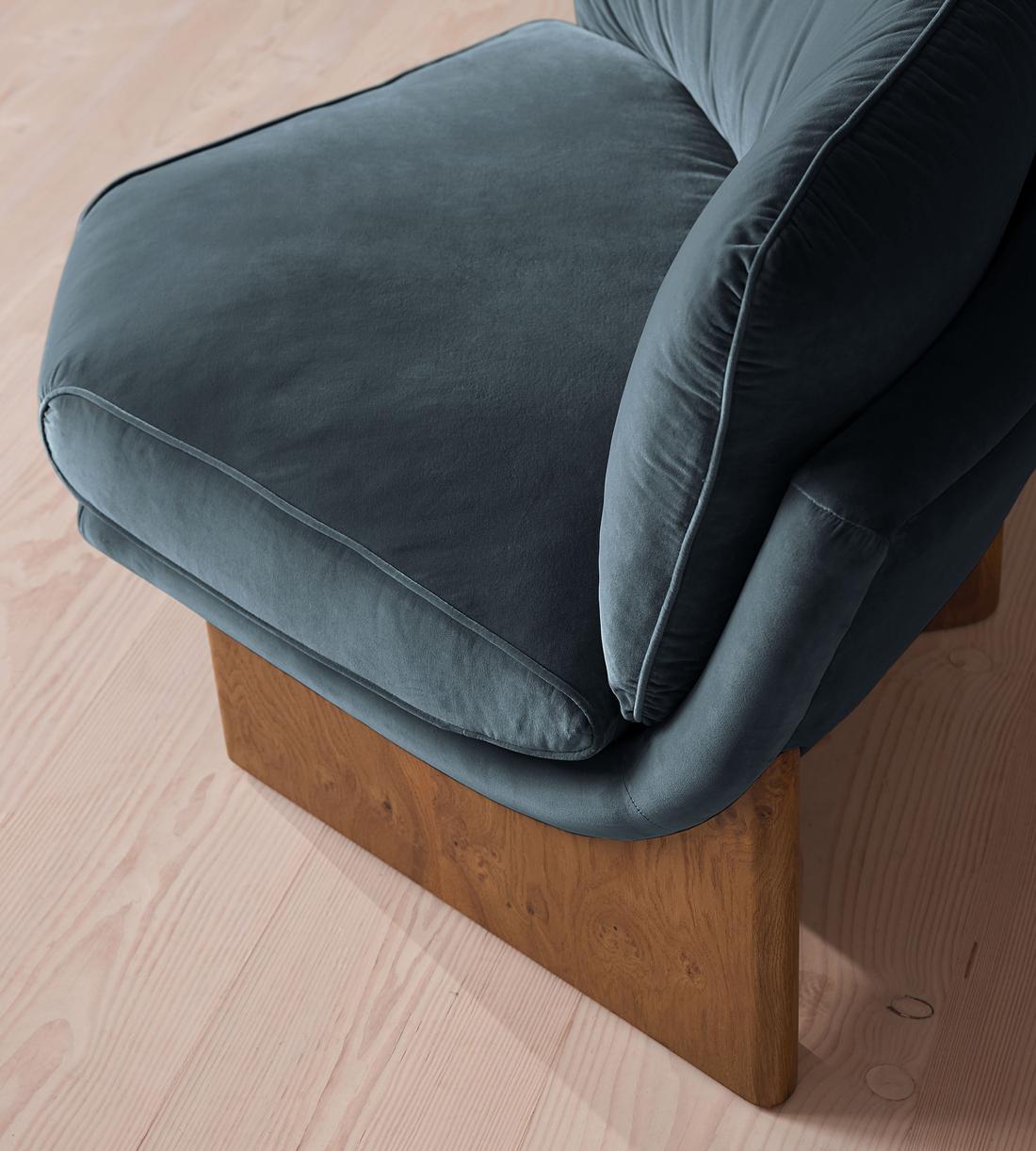 Tellis Corner Chair - Velvet - Grey Blue - US - Images - Image 6