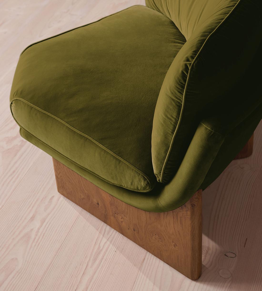 Tellis Corner Chair - Velvet - Olive - US - Images - Image 6