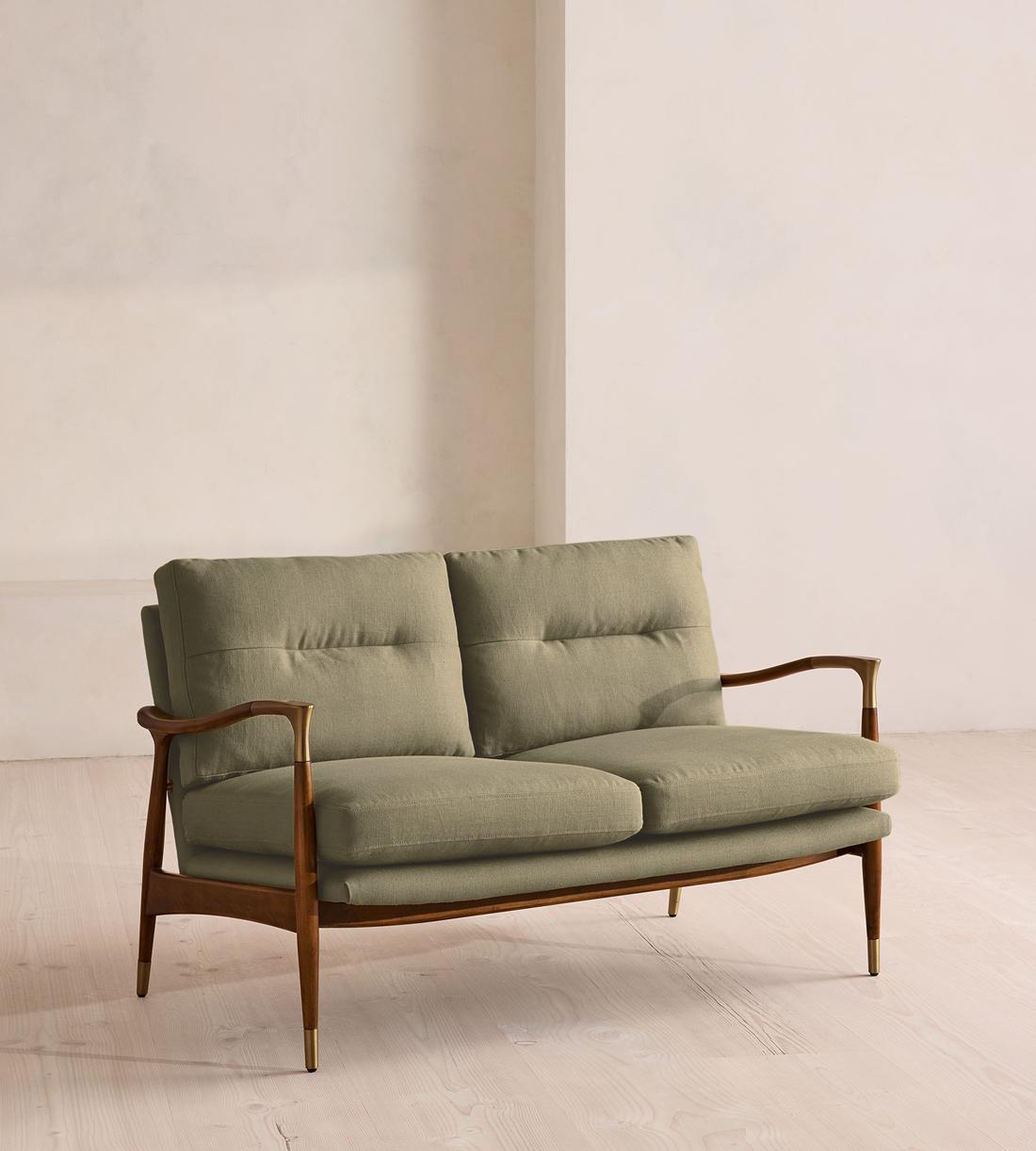 Theodore Two Seater Sofa - Linen - Sage - UK - Listing - Image 1