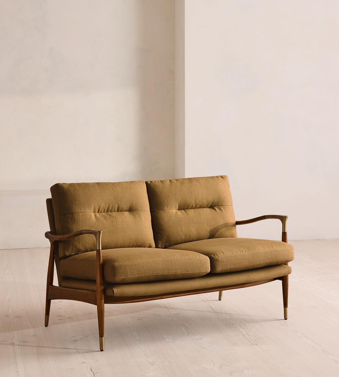 Theodore Two Seater Sofa - Linen - Ochre - US - Listing - Image 1