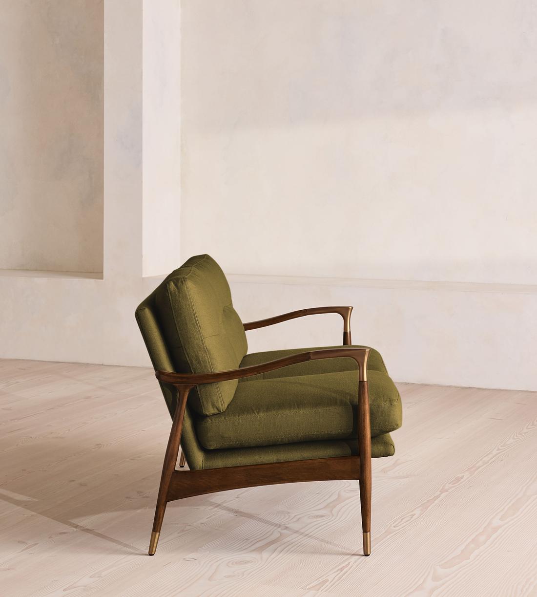 Theodore Two Seater Sofa - Linen - Olive - UK - Images - Image 3