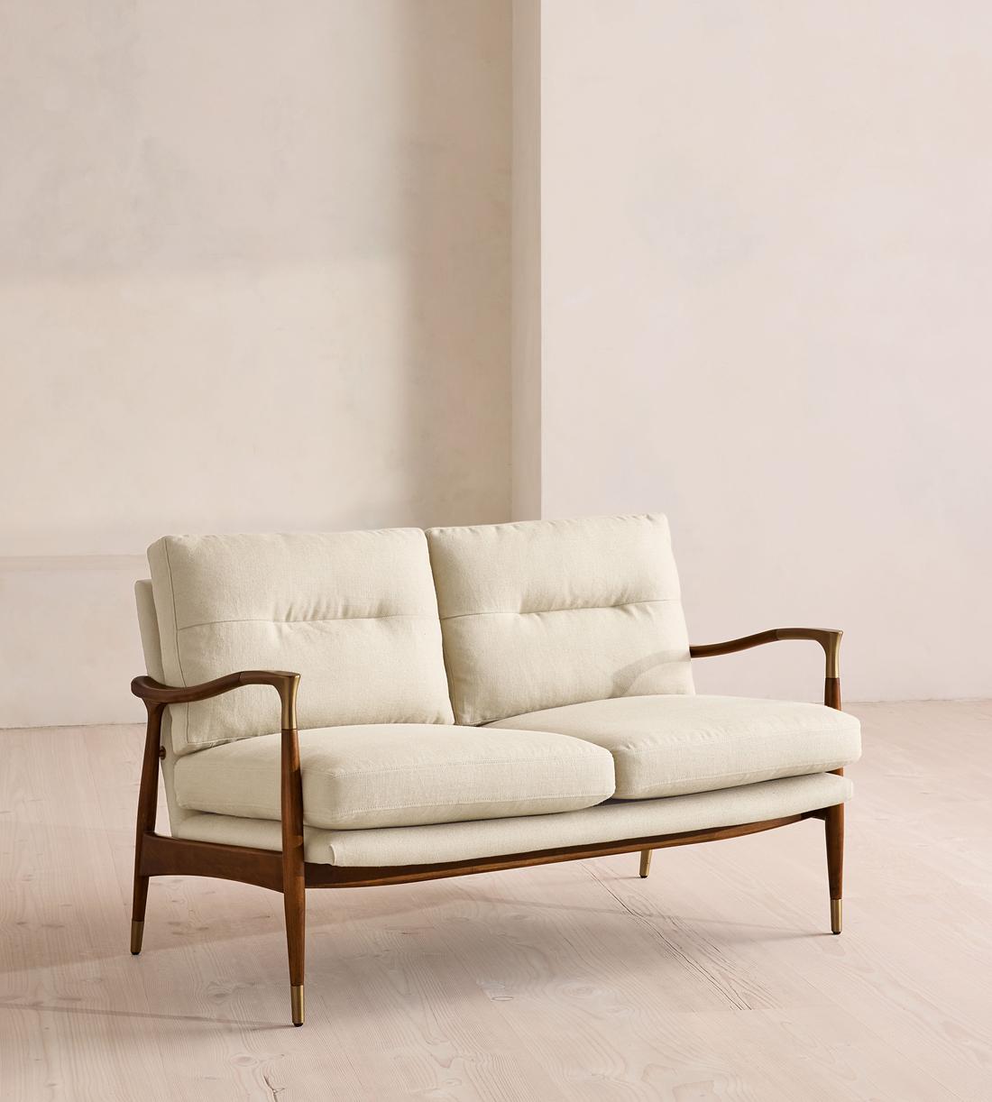 Theodore Two Seater Sofa - Linen - Bisque - UK - Listing - Image 1