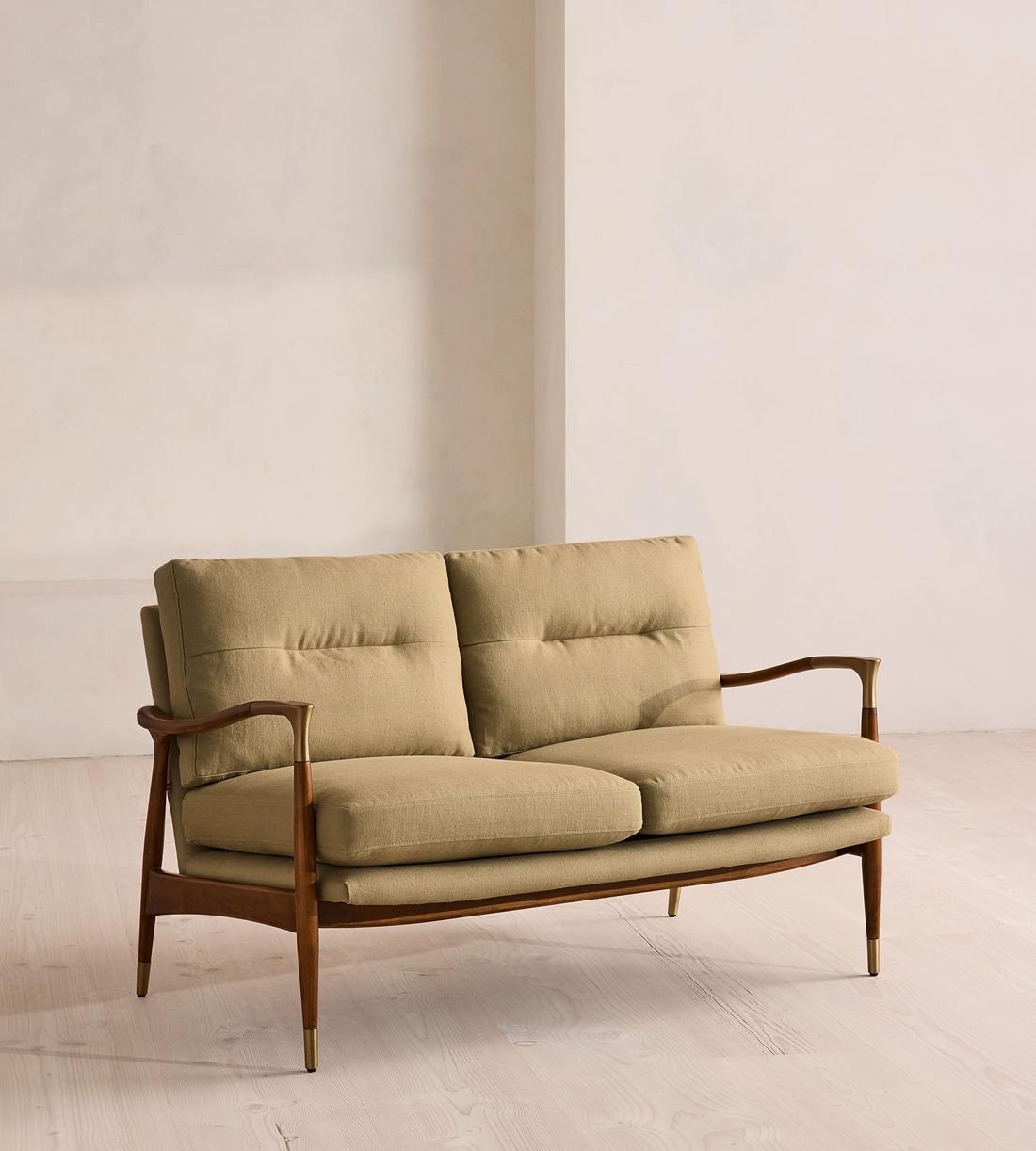 Theodore Two Seater Sofa - Linen - Wheat - UK - Listing - Image 1