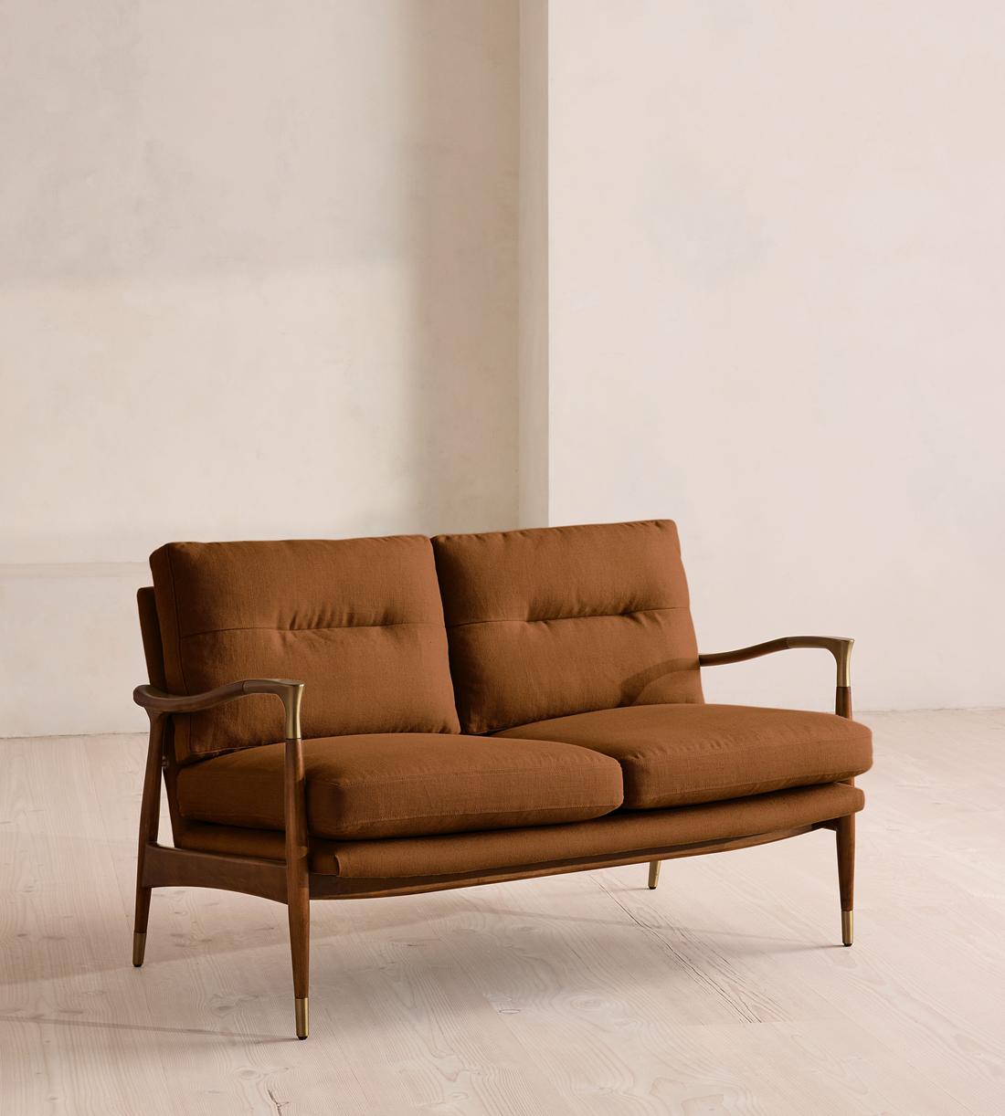 Theodore Two Seater Sofa - Linen - Terracotta - US - Listing - Image 1