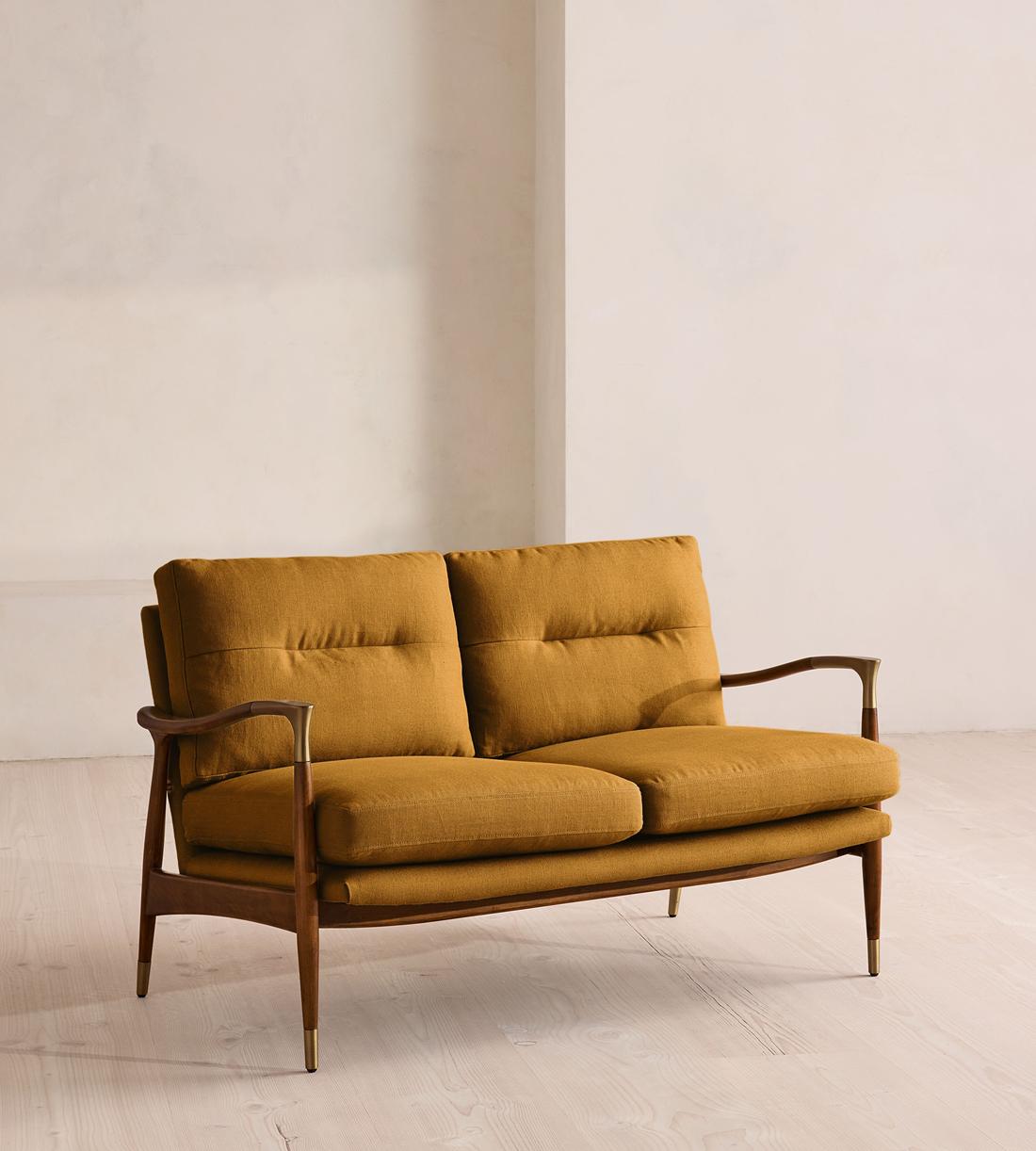 Theodore Two Seater Sofa - Linen - Turmeric - US - Listing - Image 1