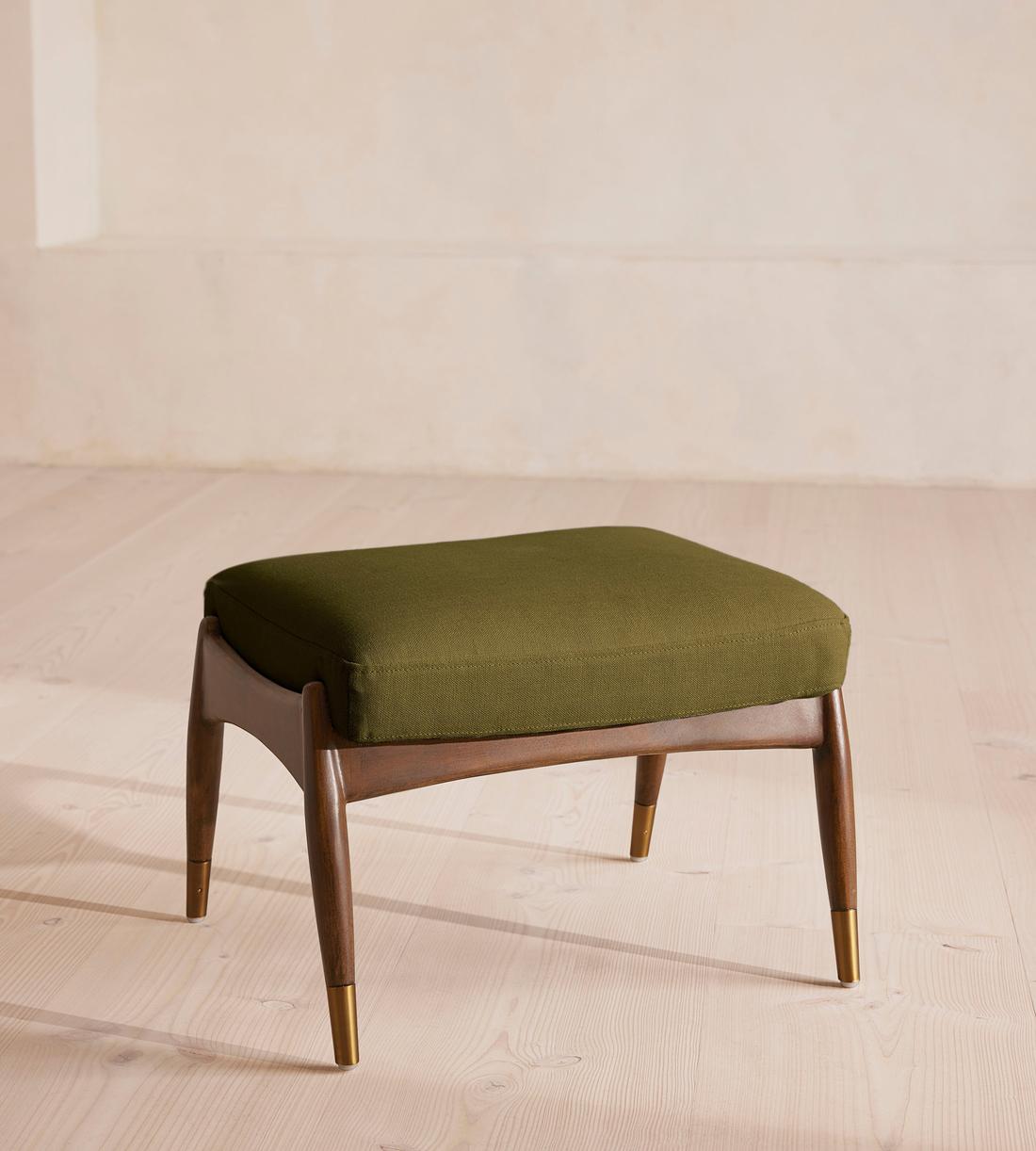 Theodore Footstool - Linen - Olive - Listing - Image 1