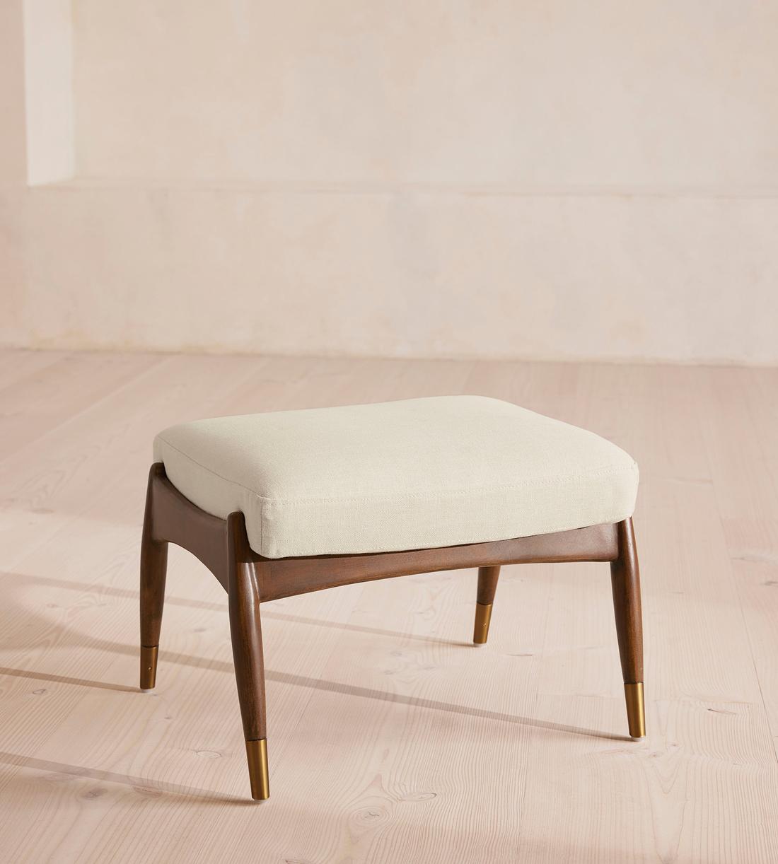 Theodore Footstool - Linen - Bisque - Listing - Image 1