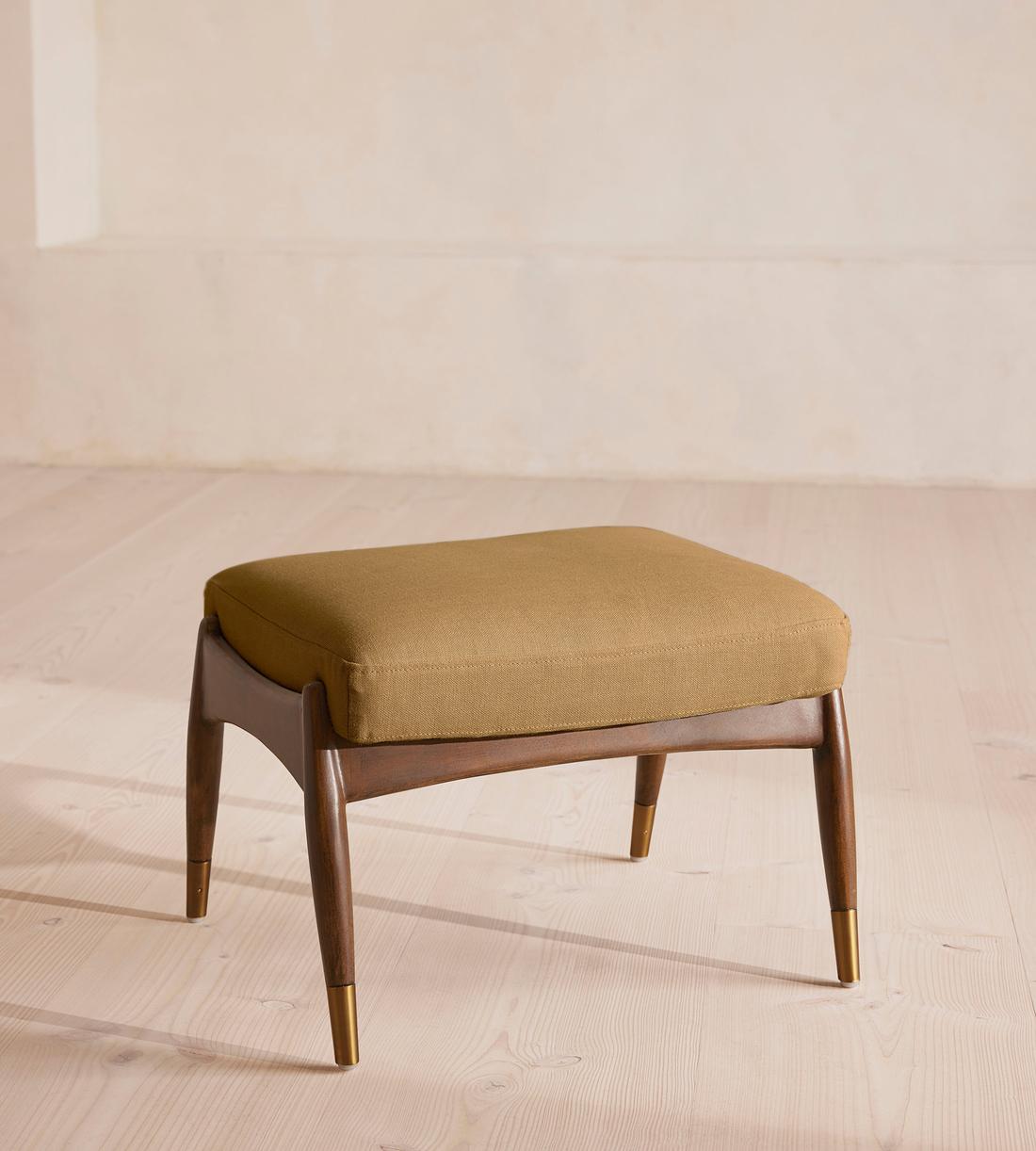 Theodore Footstool - Linen - Ochre - Listing - Image 1