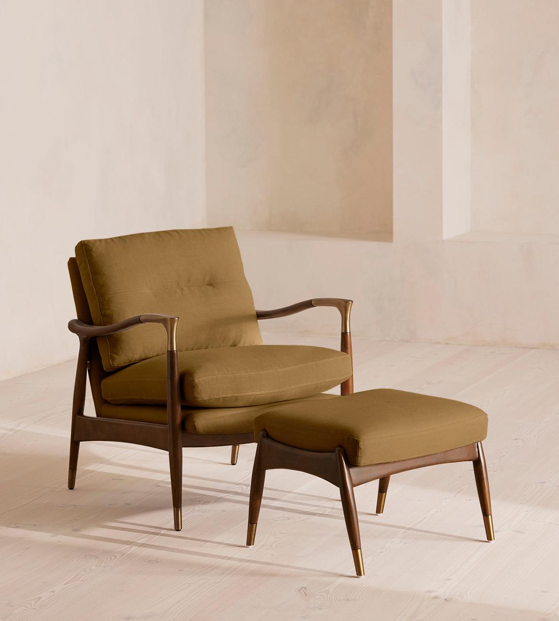 Theodore Footstool - Linen - Ochre - US - Images - Image 5