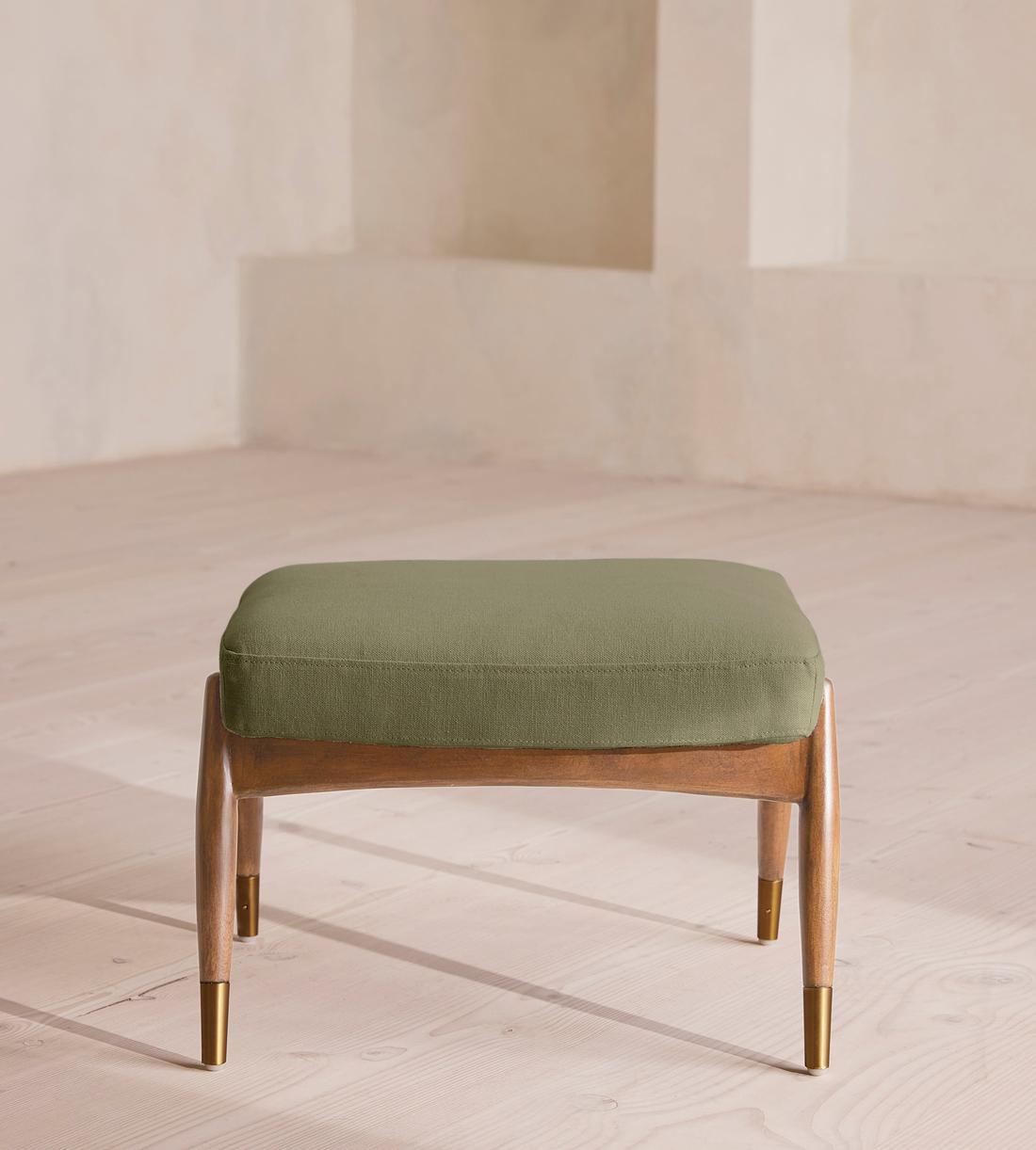 Theodore Oak Footstool - Linen - Sage - US - Listing - Image 2