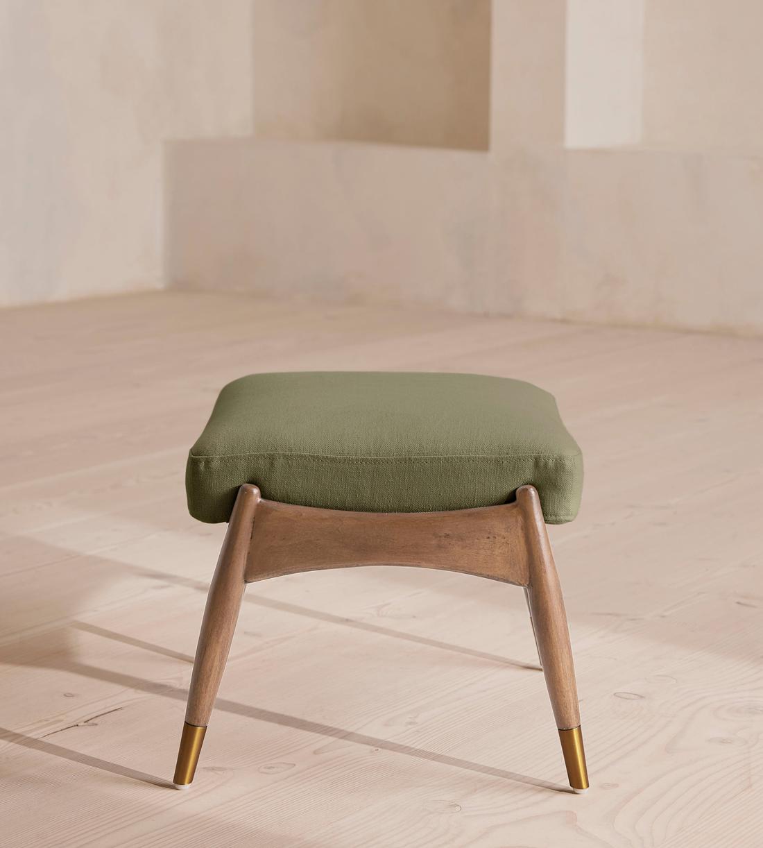 Theodore Oak Footstool - Linen - Sage - US - Images - Image 4