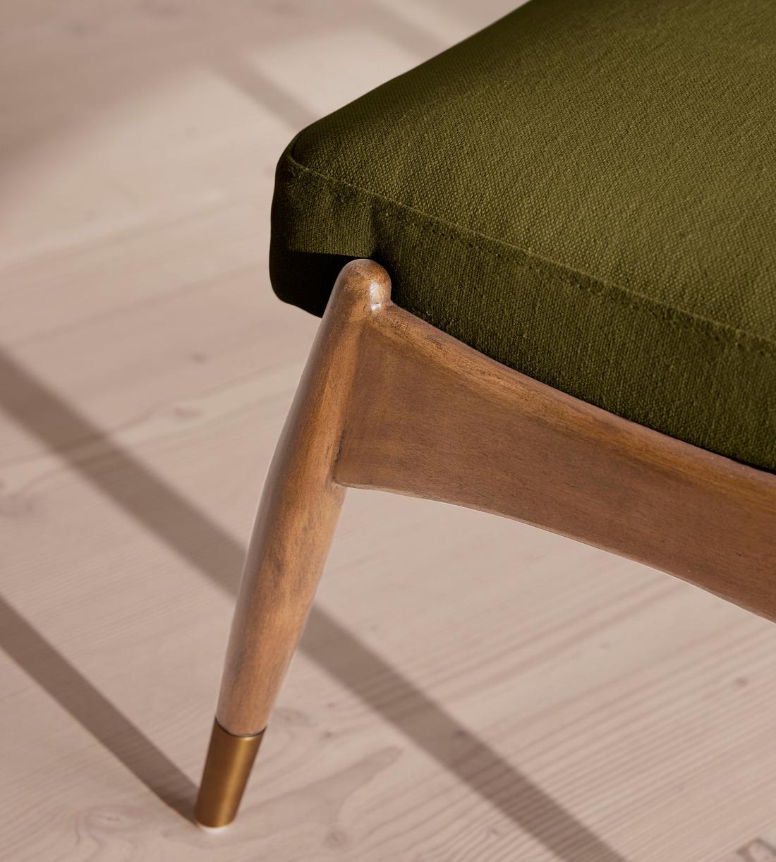 Theodore Oak Footstool - Linen - Olive - US - Images - Image 3