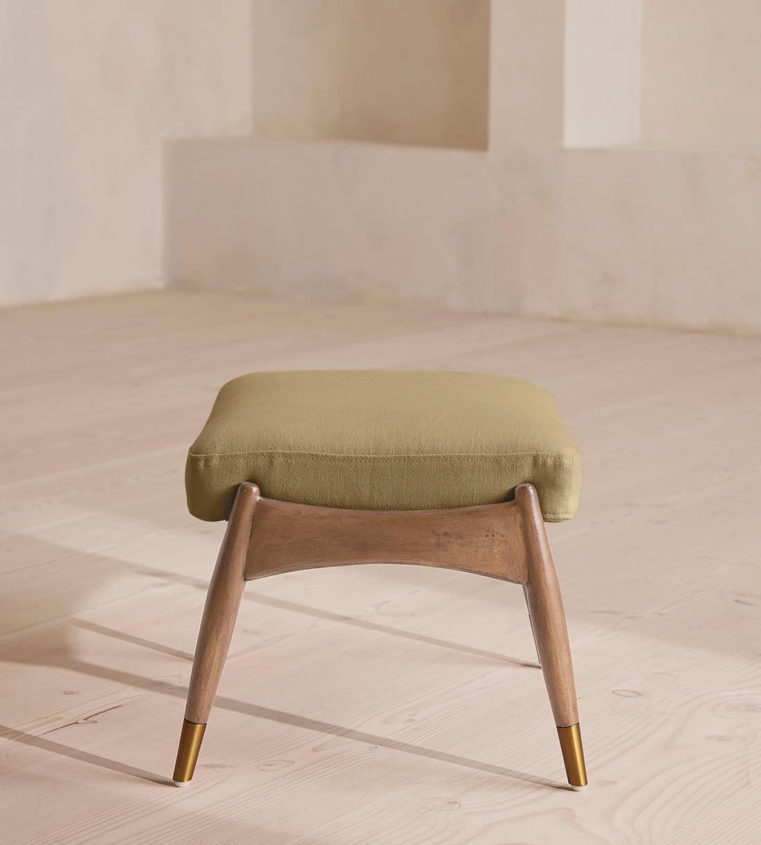 Theodore Oak Footstool - Linen - Wheat - US - Images - Image 4