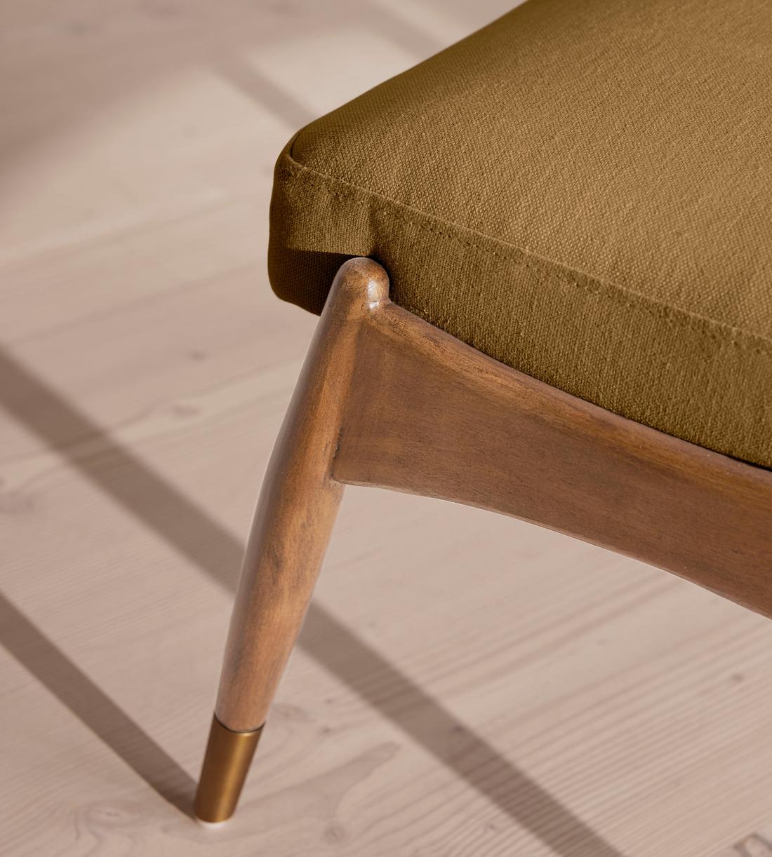 Theodore Oak Footstool - Linen - Ochre - US - Images - Image 3