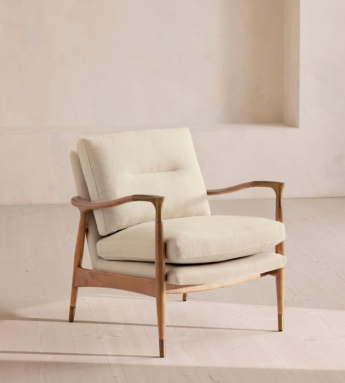 Theodore Oak Armchair - Linen - Bisque - Listing - Image 1