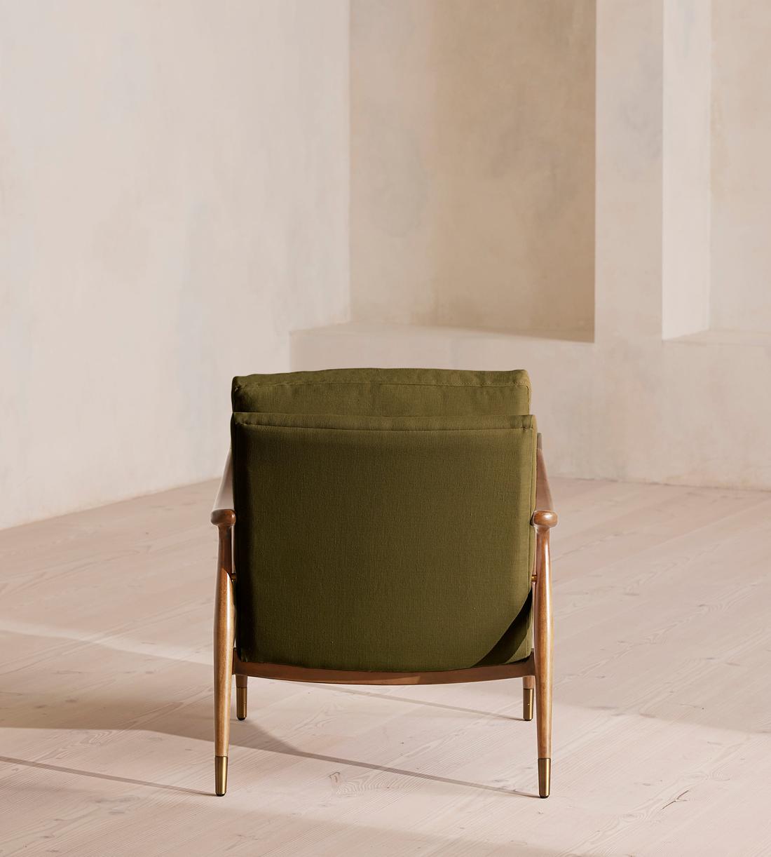 Theodore Oak Armchair - Linen - Olive - Images - Image 4