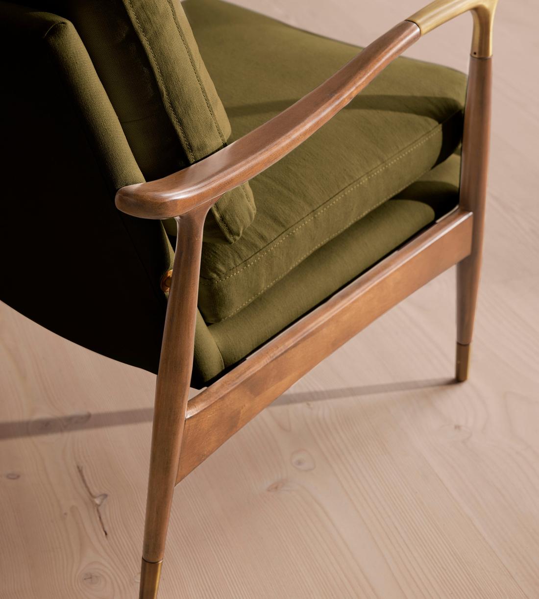 Theodore Oak Armchair - Linen - Olive - Images - Image 7