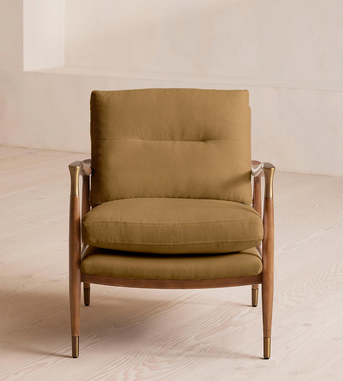 Theodore Oak Armchair - Linen - Ochre - Listing - Image 2
