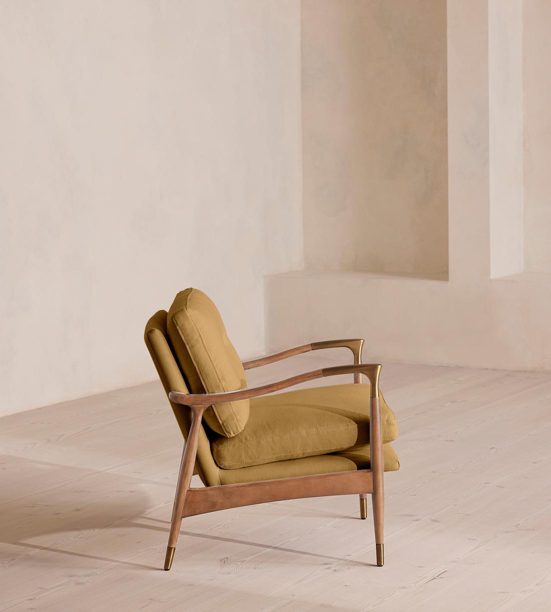 Theodore Oak Armchair - Linen - Ochre - Images - Image 3