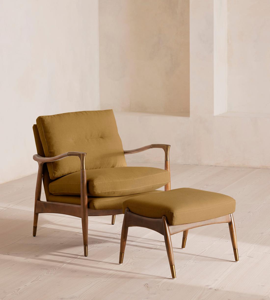 Theodore Oak Armchair - Linen - Ochre - Images - Image 5