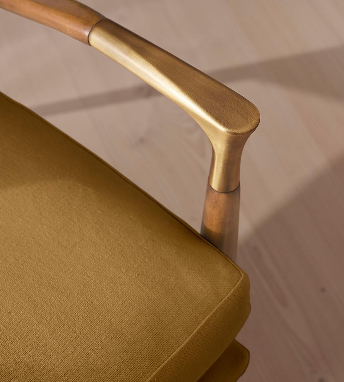 Theodore Oak Armchair - Linen - Ochre - Images - Image 6