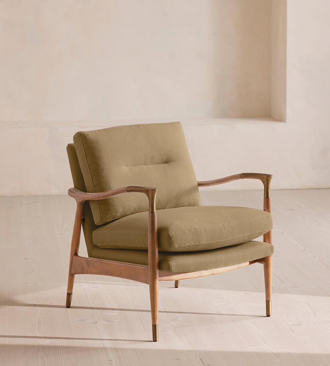 Theodore Oak Armchair - Linen - Wheat - Listing - Image 1