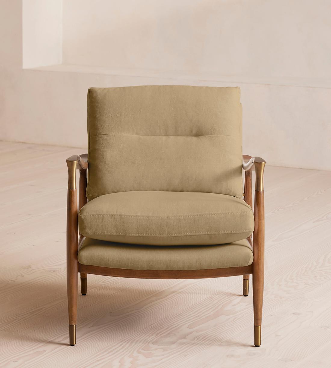 Theodore Oak Armchair - Linen - Wheat - Listing - Image 2