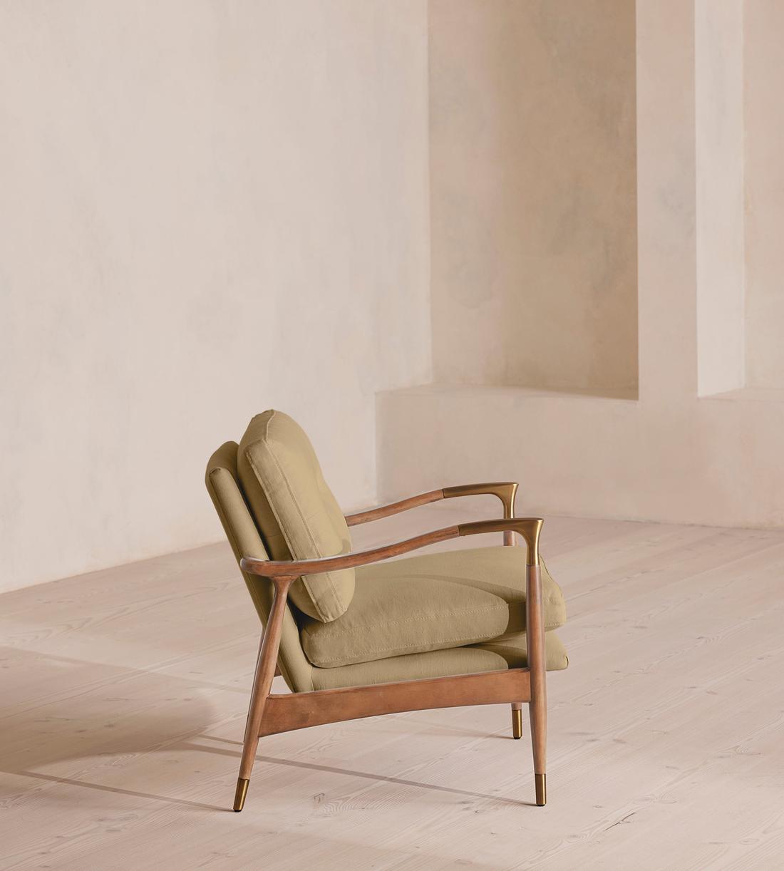 Theodore Oak Armchair - Linen - Wheat - Images - Image 3