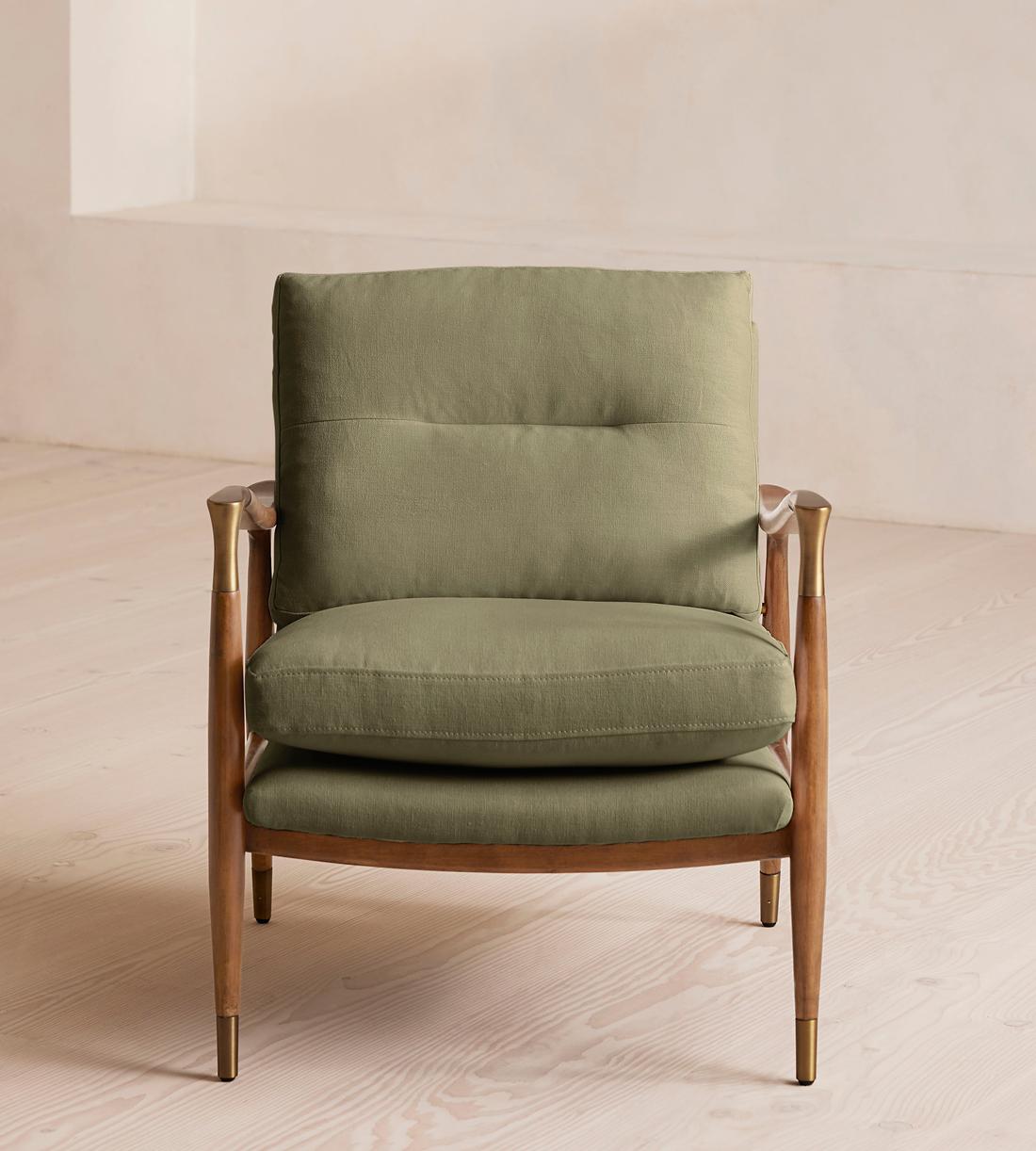 Theodore Oak Armchair - Linen - Sage - Listing - Image 2