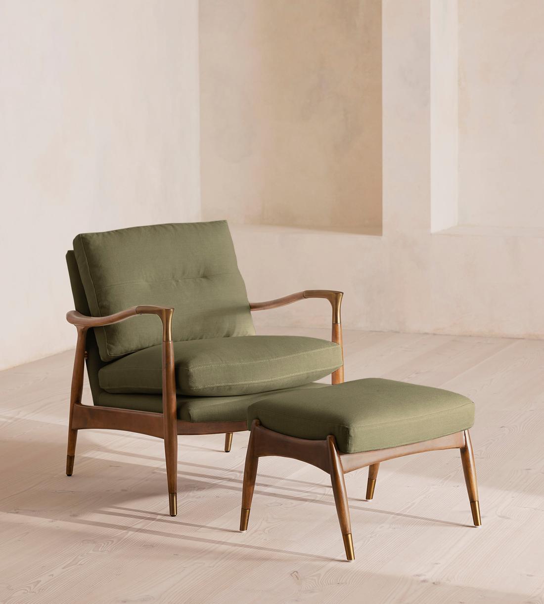 Theodore Oak Armchair - Linen - Sage - Images - Image 5