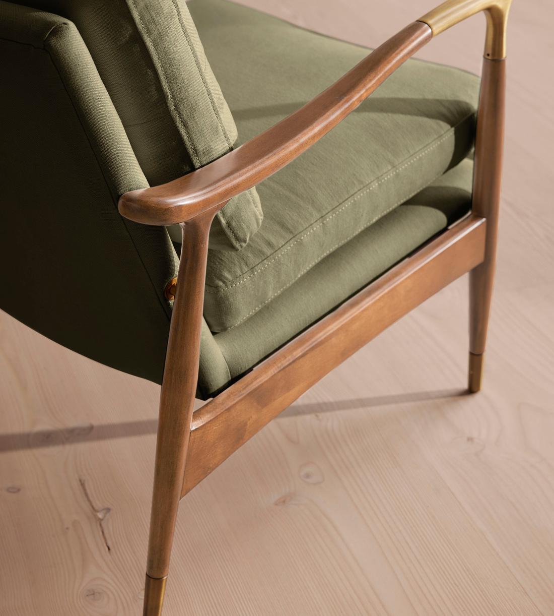 Theodore Oak Armchair - Linen - Sage - Images - Image 8