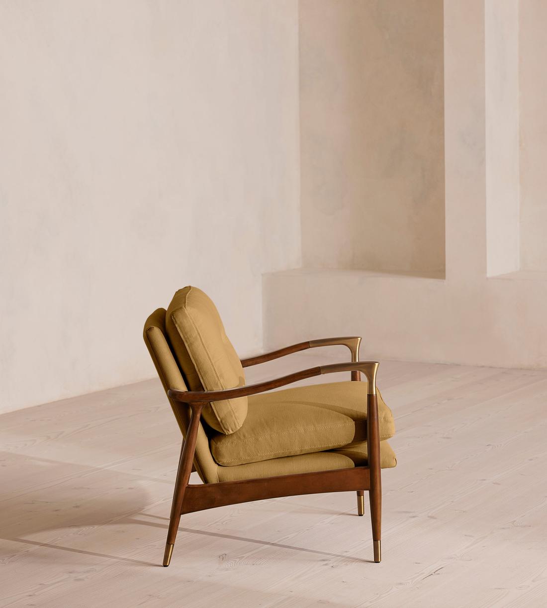 Theodore Armchair - Linen - Ochre - Images - Image 3