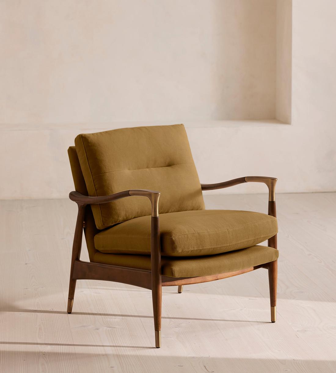 Theodore Armchair - Linen - Ochre - US - Listing - Image 1
