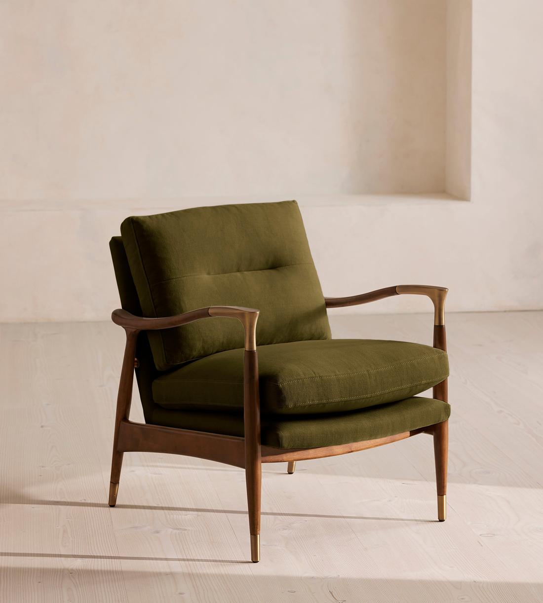 Theodore Armchair - Linen - Olive - Listing - Image 1