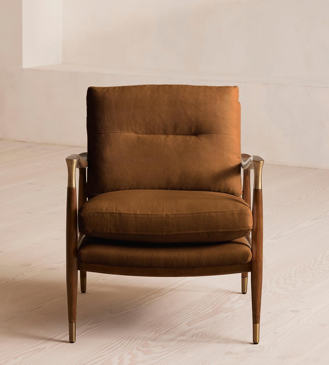 Theodore Armchair - Linen - Terracotta - US - Listing - Image 2