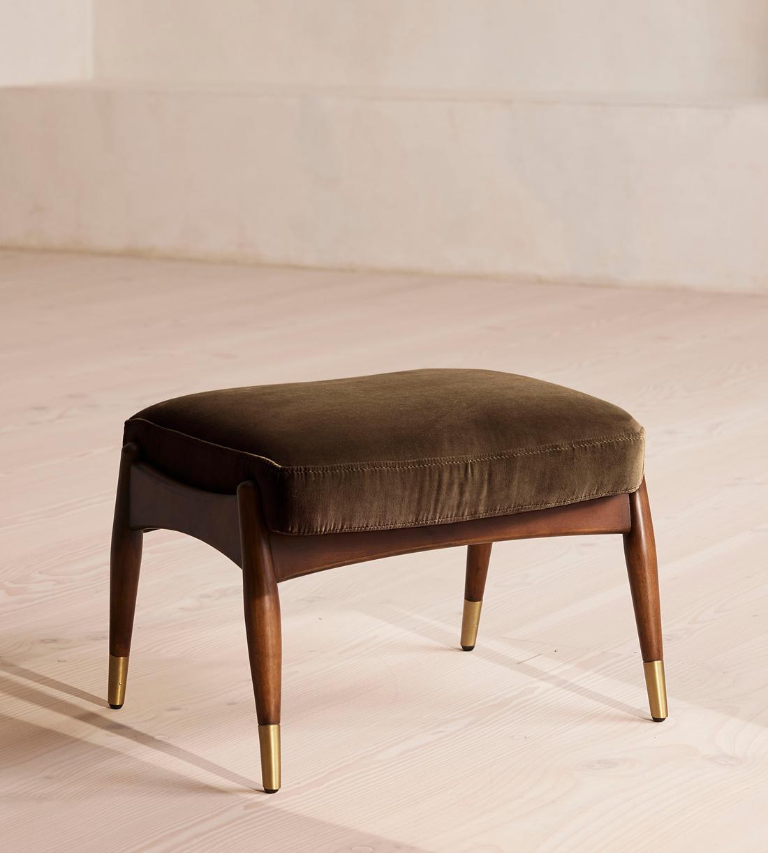 Theodore Footstool - Velvet - Chocolate Brown - US - Listing - Image 1