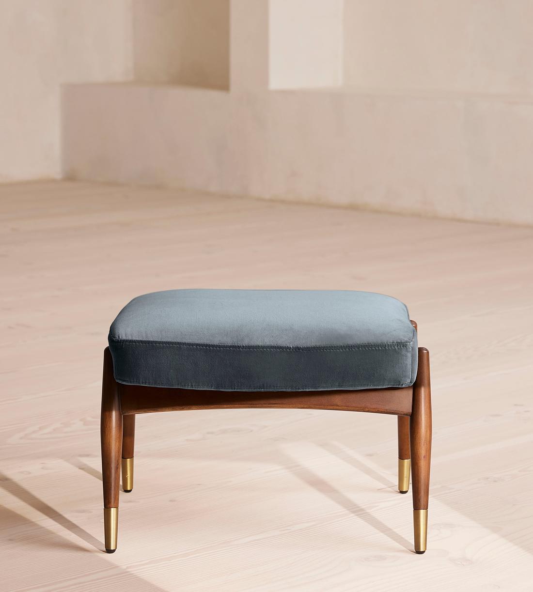 Theodore Footstool - Velvet - Grey Blue - Listing - Image 2
